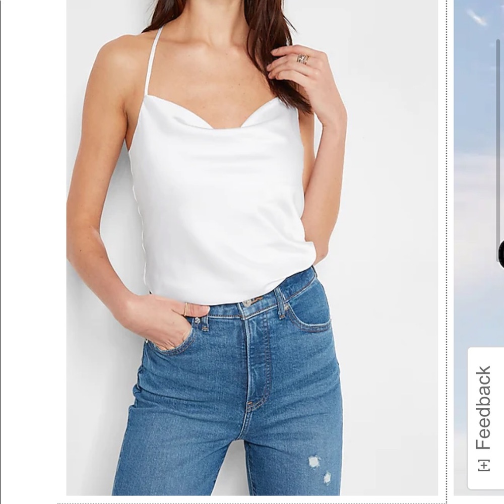 Express white cowl neck satin tank
